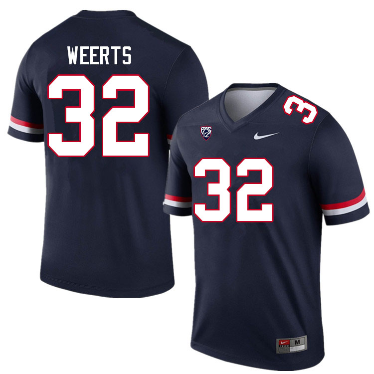 Men #32 Matt Weerts Arizona Wildcats College Football Jerseys Sale-Navy